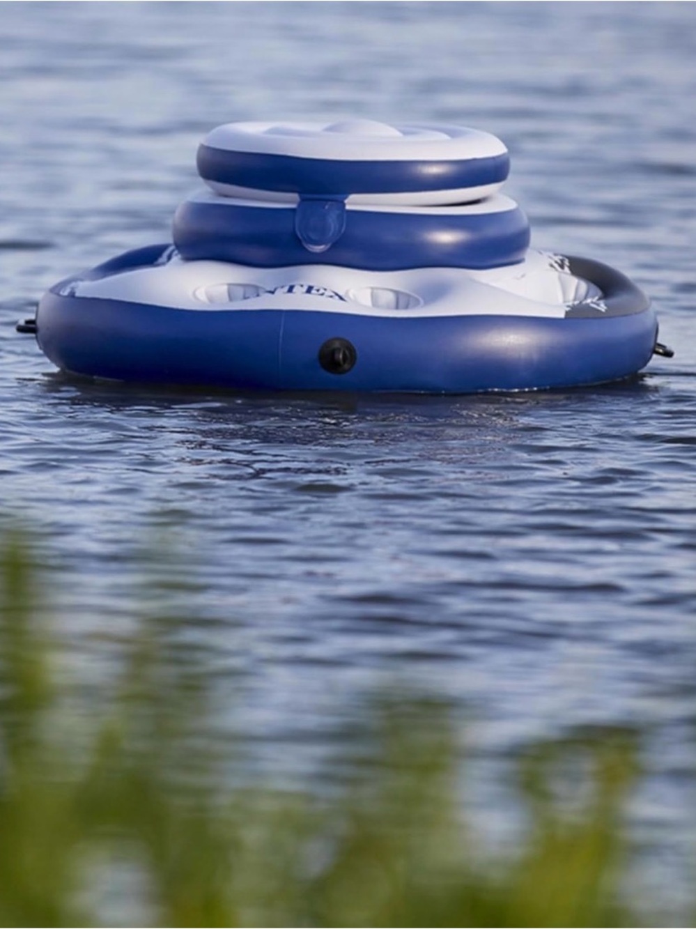 INTEX Blue and White Inflatable Floating Island cooler
